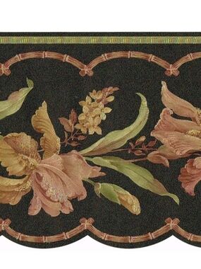 Brewster Vtg Iris Floral Sculptured Textured Wallpaper Border 5 Yd x 2 Rolls